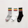 Spring Autumn Women's Casual Sports Socks Lady Rainbow Cotton Breattable Sweat-Absorbing Mid-Rube Sock Bulk Price