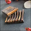 Soap Dishes Bathroom Accessories Bath Home Garden Ll Wood Holder Portable Bamboo Wooden Soapdish Shower Case Container Storage Dhikd