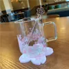 300ML Starbucks Laser Sakura Mugs Pink Coffee Water Cup with Stirring Rod Large Capacity Good Gift Product 671 E3
