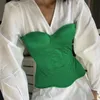 FSDA Satin Corset Crop Top Strapless Green Summer Sexy Tube Off Shoulder Party Sleeveless Bustier Tank Tops Women W220409