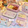 Conjuntos de vajilla Caja de almuerzo portátil Kawaii para niñas Escuela Niños Plástico Picnic Bento Microondas con compartimentos Contenedor de almacenamiento 5263483