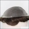 Peruki syntetyczne Produkty do włosów Mężczyźni Brązowy Mieszany Szary Remy Human 610 Wyróżnij Skórę Pu Cienka Wymiana System Treski Man Toupee240O Drop De