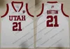 Custom Utes Basketball Kuzma #2 Sedrick Barefield 3 Donnie Tillman 11 Oba Gach 20 Timmy Allen 21 Riley Battin Red Black White Jersey