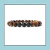 Braccialetti con fili di perline Gioielli Jln Onyx Bracciale con occhio di tigre Perline di energia genuina Pietra nera opaca Agata Stretch Bead per uomo Donna