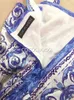 Abiti casual 2022 Delle Donne Vestito estivo Vintage Fashion Brand Blu Bianco Bianco Porcellana Stampa Spaghetti Pulsanti Spaghetti Pulsanti carino vacanza