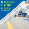 Jesled T8 8ft LED -rör 6000K FA8 120W D Formade LED -rörlampor Transparent täckning 25 paket