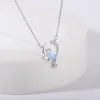 Chaînes Design de mode 45cm Lune Nuit Collier Pendentif Cristal Zircon Argent Bleu Clair Pour Femmes Élégant Fine Bijoux Cadeau