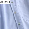 Aomo Jesień Kobiety Wysokiej Jakości 95% Bawełna Koszula Bluzka Z Długim Rękawem Chic Kobiet Biuro Lady Topy 6D103A 220407