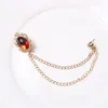 Mode Crystal Tassel Jeweled Pin Buckle Chain Broscher Kvinnor Mäns kostym Brosch Luxury Male Corsage Smycken Tillbehör