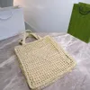 Raffia Crochet tote bag Summer Designer women men weave Beach bags Embroidered lettering logo on the front hollow out handbag clutch fashion Shoulder Bags totes