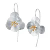 Dangle Lustre Argent Couleur Goutte Boucle D'oreille Déclaration De Mode Bijoux Élégant Romantique Fleur Boucles D'oreilles Pour Les Femmes Brincos Femme GiftsDangl