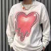 22SS Erkek Tasarımcı Hoodies Red Peach Heart Love Baskı Yüksek Sokak Giyim Sweatshirt Büyük boyutlu erkek uzun kollu tişörtler pamuk üstleri jumper kazak