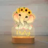 Leão de elefante de elefante personalizado liderado USB Night Light Nome personalizado Lâmpada acrílica para crianças crianças decoração de quarto de quarto 220623