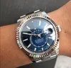 Zegarek męski automatyczny mechaniczny kalendarz ze stali nierdzewnej 42 mm SkyDweller klasyczna niebieska tarcza regulowany zegarek biznesowy Master najwyższej jakości z oryginalnym pudełkiem