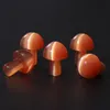 Cat's Eye Opal Stone Carved Crystal Mini Mushroom Healing Reiki Mineral Statue Ornament Home Decor Gift Mix Colors