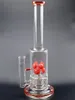 Red Glass Water Bong Percolator Hookah Shisha Smoking Pipe with Base for Tobacco Accessories