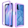 2 in 1 Hybrid Rugged Shockproof Armor Cases for Xiaomi Poco M3 Redmi 9T 9 Power Soft TPU Transparent Acrylic Frame PC Back Cover