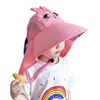 Baby Kids Holiday Sun Caps Stereo Dark Dinosaur Design Wide Brim Hattar Breath Bomull Justerbar Visor Bekväm Outwear Neck Protection Hat Suit for Kids 4-12t