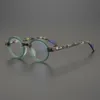 Modische Sonnenbrillenfassungen für Herren, handgefertigt, japanisches Design, Schildkrötengrün, mattes Acetat, ovale Brillengestelle, Myopie-Brillen, Rezeptfas