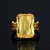 Anillos de racimo de lujo brillante 13 18mm gran rectángulo citrino anillo para mujeres con piedra sólida plata de ley 925 joyería femenina tendencia delicada