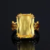 Bagues de cluster Luxe Brillant 13 18mm Grand Rectangle Citrine Bague Pour Femmes Avec Pierre Solide 925 Sterling Argent Femelle Bijoux Tendance Délicate