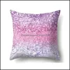 Taie d'oreiller Fournitures de literie Textiles de maison Jardin Ll Taie d'oreiller Couleur unie Glitter Sier Paillettes Bling Throw Pill Dhtin