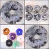 Подвесные ожерелья подвески ювелирные украшения натуральный камень пончики колье 30 мм круглый круг исцеляет настоящий серый лайт dhocc