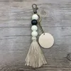 Bohemen kralen Keychains hanger Diy Wood Chip Tassel Keychain Car Bag Decoratieve sleutelhanger sleutelhanger