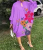 Femmes automne Robe 2022 VONDA plage robe d'été Vintage à manches longues imprimé Mdi Robe décontracté revers cou fête Vestidos Robe élégante