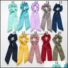 Hair Accessories Tools Products Vintage Solid Color Scrunchies Bow Women Bands Ties Scrunchie Ponytail Holder Rubber Rope Decoration Big L