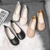 Dress Shoes Women Casual Slip on Ballet Flats Fashion Leather Loafers 2022 Summer Autumn Nursing Comfort Round Toe Black White 220518