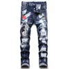 Jeans strappati con patch Pantaloni skinny da uomo firmati Motociclisti Autunno Inverno Pantaloni lunghi slim fit dritti con cerniera classica Abbigliamento punk rocker alla moda