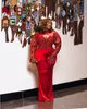 2022 Plus Size Arabic Aso Ebi Red Luxurious Jumpsuits Prom Dresses Beaded Crystals Evening Formal Party Second Reception Birthday Engagement Gowns Dress ZJ777