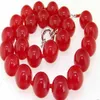 Rare Handmade 14mm Natural Red Jade Gemstone Round Beads Necklace 18"