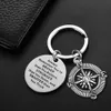 Remember You're Brave Keychain Round Bar Disco Acciaio inossidabile Europeo Americano Inspirational Compass Portachiavi Gioielli regalo