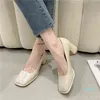 Elbise Ayakkabıları Pompalar Mary Jane Square Toe Küçük Deri Ayakkabı Kadın Moda Tıknaz Topuklu Sandalet Basit Loafer'lar Yüksek Topuklu