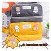 Korea Cute Pencil Cases for Girls Pencilcase Waterproof Canvas School Makeup Bag Pencil Pouch Pen BoxPapeleria Kawaii Stationery 220728