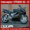 Carene per HONDA Interceptor VFR800 VFR 800 RR CC 800RR VFR800RR 02 03 04 05 06 07 Corpo 129No.85 800CC 2002 2008 2009 2010 2011 2012 VFR-800 Gloss Black 02-12 Carrozzeria