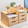 1 PC Type de papier Armoire de rangement de bureau Fichier de bureau Boîte de finition Livre simple debout Tiroirs multicouches Y200628