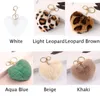 Interieurdecoraties Love Hair Ball Keychain Light Gold Chains Peach Hearts Pluche Car Pendant luipaardpatroon Liefhebbers Hartaccessoires Interi