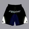 Black Rhude Colorblock Reflective Panel Print Shorts Street Mens and Womens Casual Drawstring