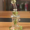 Ny Green Hookah Skeleton Design 8 tum Glass Bong Water Pipe Rökning Percolator Beaker med Glass Bowl Quartz Banger