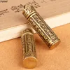 Keychains Brass Buddha GuanYin Sutra Cylinder Pendant Keychain Hanging Necklace Jewelry Box Case Container Bottle Emel22