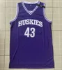 Баскетбольные майки Кенни Тайлер #43 Huskies The Sixth Man Movie Basketball Jersey 6 -й Marlon Wayans Ayans Ayans Purple рубашка сшита