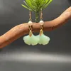 Dangle Chandelier Crochet Jade أقراط للنساء مصنوعة يدويًا لشرائح الأذن Ginkgo Leaf Fanshion 2022 JewelryDangle