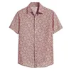 Herr t-shirts ärm tryckta mens t-shirt hawaiian linne kort bomull casual skjorta blus män långa ärmare