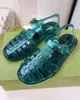 Designer Sandales Jelly Sandal Pantoufles Transparentes Femmes Mini Double G Sandales Top Qualité Boucle Plate Chaussures En Caoutchouc Tongs Avec Boîte No367