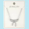 Simple Bow With Diamonds Necklace Bow Clavicle Chain