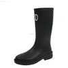 Дизайнерские дизайнерские квадратные дождевые ботинки с толстыми каблуками толстые подошвы лодыжки женские резиновые сапоги G220720
