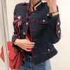 Women's Jackets Korean Fashion Bow Brooch Single-breasted Stand Collar Long-sleeved Short Coat